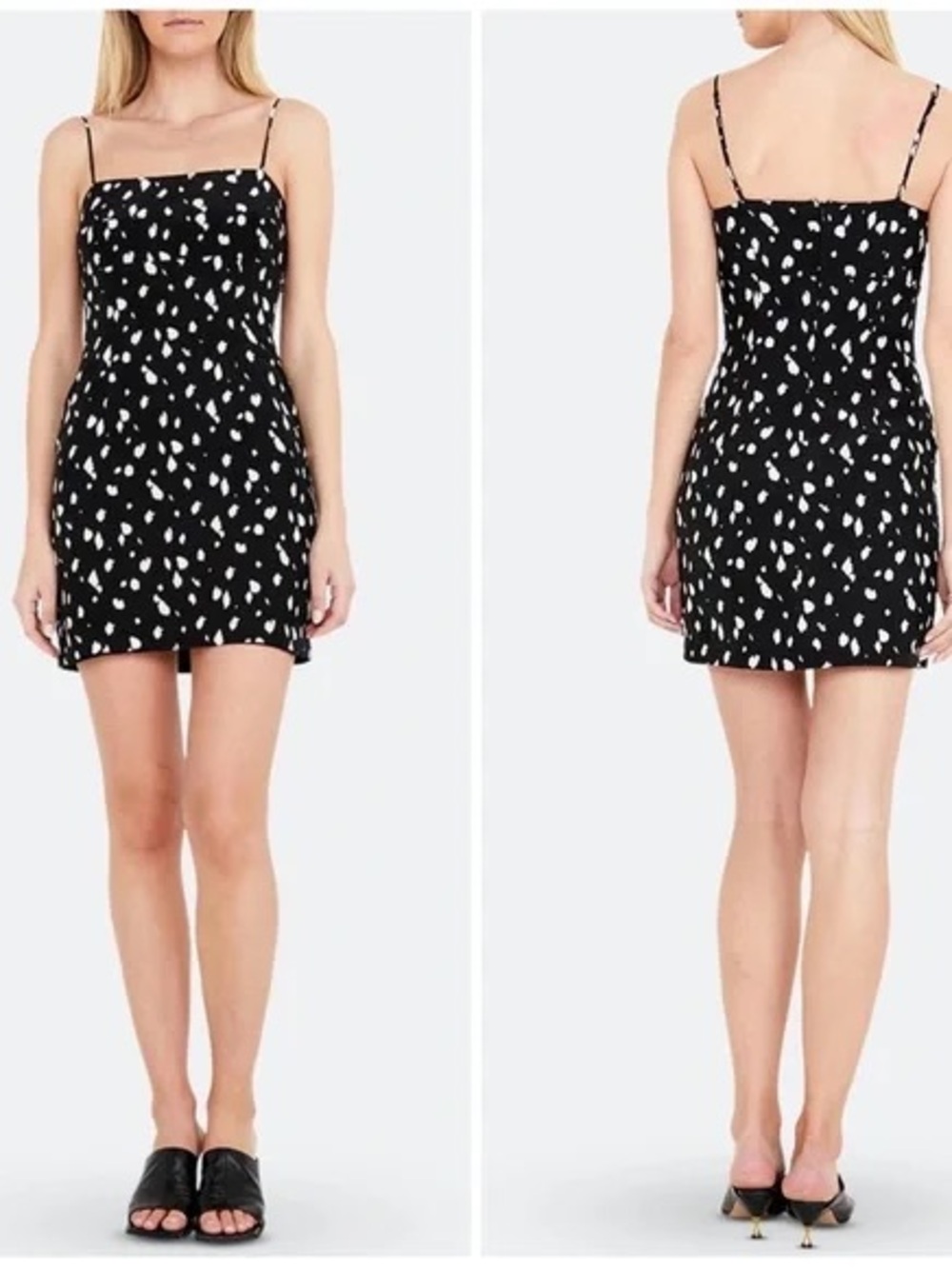 Bardot Black & White Spotted Slip Dress Tank Dress 12 / XL